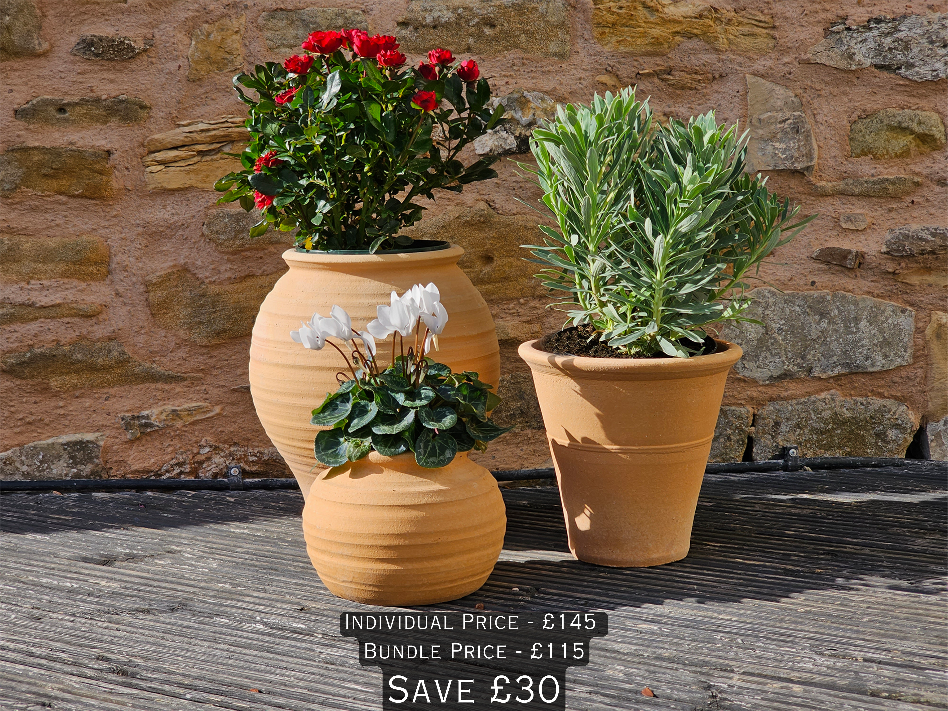 Koronaki, Mini Plake, Monachou potted Cretan terracotta pot
