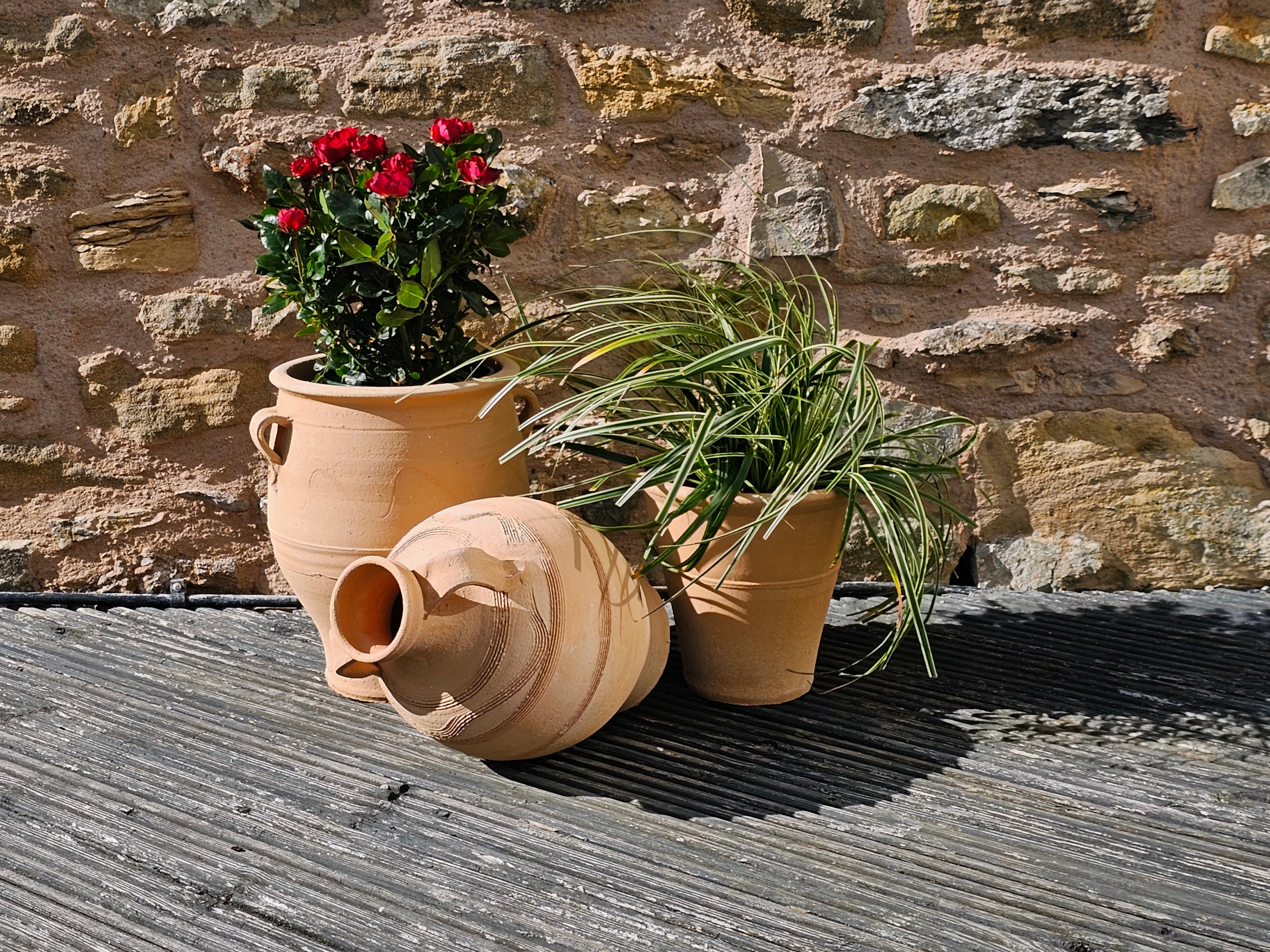 Pitharaki, Stamnaki, Monahou Cretan Terracotta Pots planted