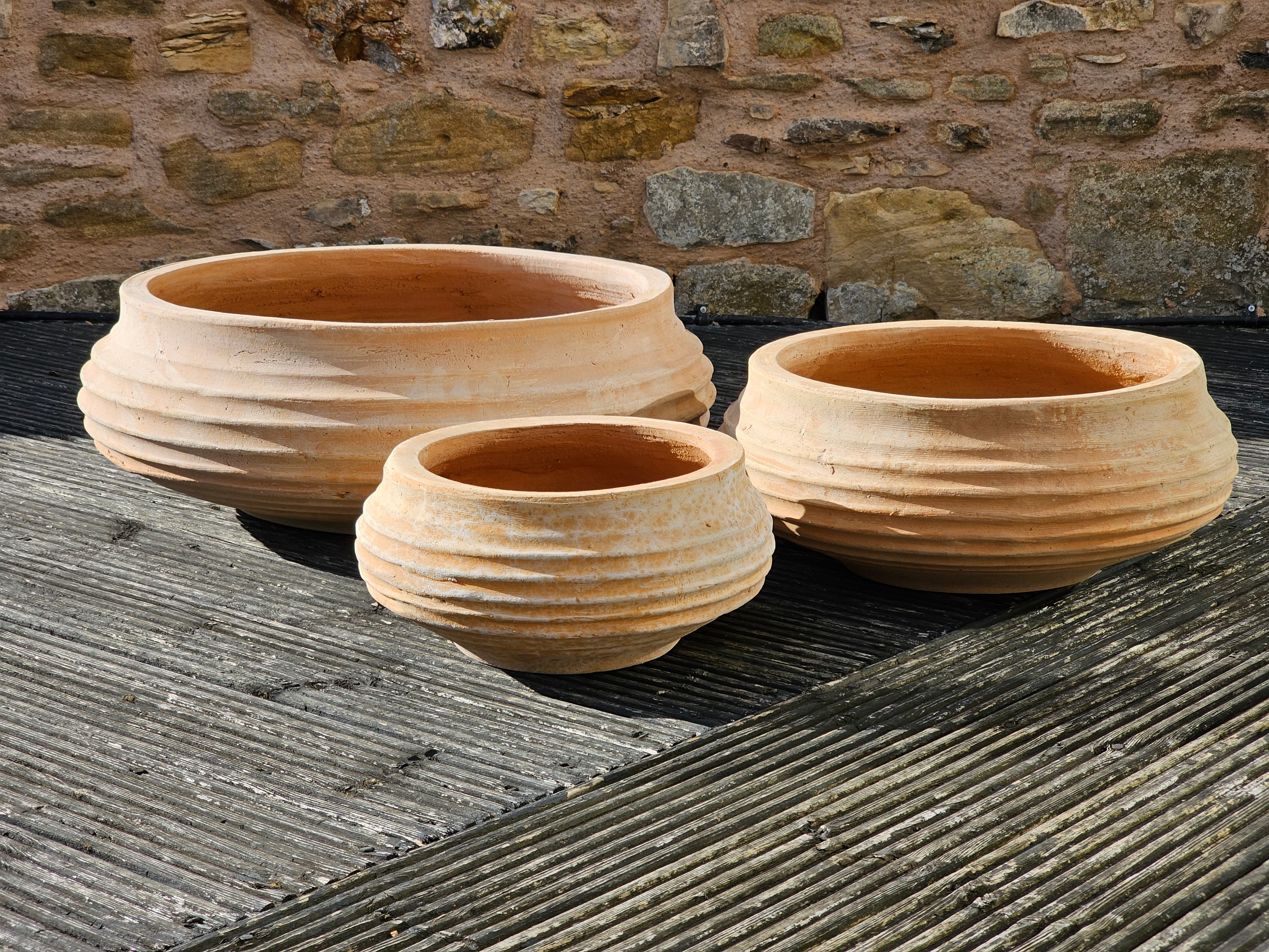 Handmade Cretan Terracotta Pots Bundle - 3x Piatela In Various Sizes ...